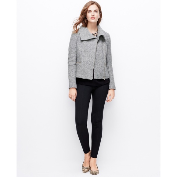 Ann Taylor Gray Wool Blend Moto Jacket - Picture 4 of 8